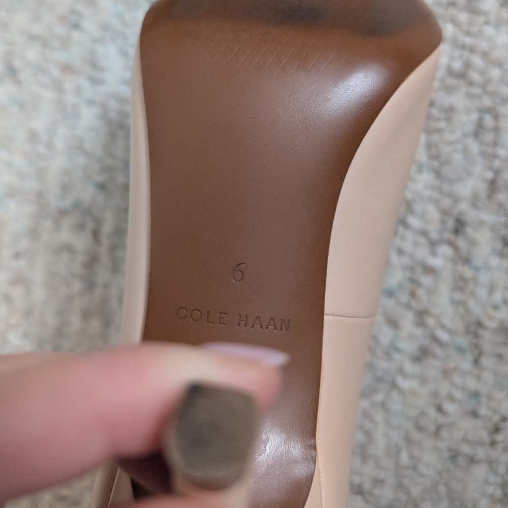 Cole Haan Elegant Nude Peep-Toe Heels - Picture 8 of 8